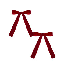 Lazos navideños de terciopelo rojo de 10,9 cm (4,3 pulgadas), juego de 2 unidades prefabricadas