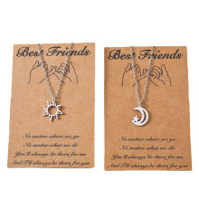 Sun Moon Star Necklace for Friends, Silver Tone