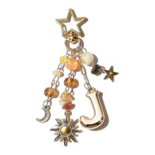 Charming Letter Keychain With Delicate Star Moon Detail-Jstyle
