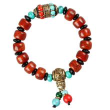 Elegant Green Turquoise Stone Bracelet Wristband With Copper-A