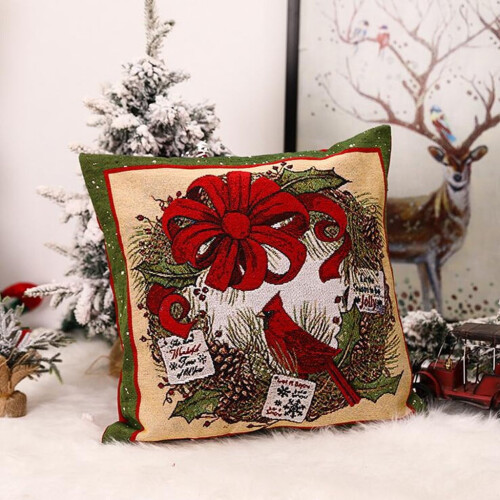 Christmas sofa back cover pillowcase set