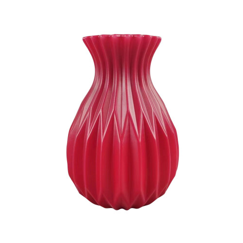 Red Ceramic Vase with Geometric Design 10 in