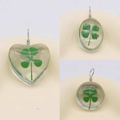 Four Leaf Clover Pendant Necklace Crystal Wish Design