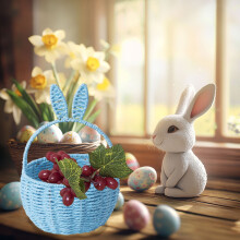 Easter Bunny Basket Iron Wire White Pink Yellow Green Blue