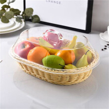 Rattan-Style Bread Basket with Acrylic Lid, 13.4 x 8.9 in