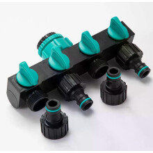 4-Way Garden Irrigation Water Splitter Valve with 3/4 & 1/2 Inch Thread Connector for Tap