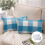 Buffalo Check Throw Pillow Set 12x20 in Blue White 1