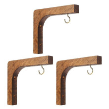 Ganci in legno per piante, per interni ed esterni, set da 3, marrone chiaro, gancio da parete per vasi di fiori