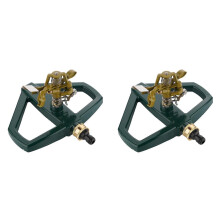 Irrigatore a impatto in lega di zinco con base, getto regolabile da 20 a 360 gradi per prato e giardino.