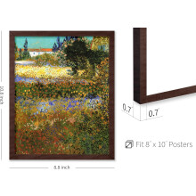 Van Gogh Flowering Garden Poster with Brown Frame 8x10