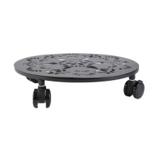 Carrello portavasi in metallo da 30 cm con ruote bloccabili, carrello rotondo con ruote per vasi pesanti.