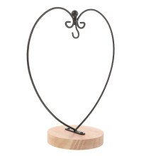 Appendiabiti a forma di cuore nero per piante aeree, supporto per vasi in ferro e legno per casa e ufficio.