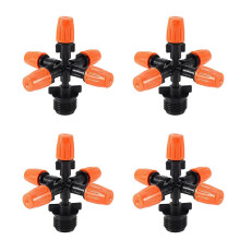 360 graden draaibare tuinsproeier met draaiknop en 5 sproeikoppen voor het besproeien van gazon, met 1/2 inch slangaansluiting.