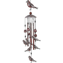 Campanelli a vento a forma di uccellino con 4 tubi in alluminio e 6 campanelle, 80 cm, in metallo impermeabile, decorazione da giardino per esterni.