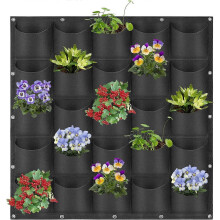 25 Pocket Hanging Planter Bag, Vertical Wall Mounted Felt Grow Bag for Herbs Flowers Vegetables