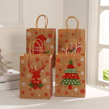 Christmas gift bags kraft paper with handles 12 pcs