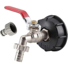 Brass Garden Faucet Adapter for IBC Tank, S60x6 Connector, 1.27cm Hose Tap