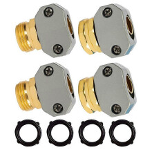 Aluminium Alloy Garden Hose End Mender Connector, Compatible with 5/8 & 3/4 inch Hose, Repair Set of 4 with Washers