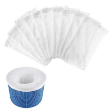 Zwembadskimmerhoezen van nylon, filternet, vuilzak, mandvoering, 22 x 13 cm, 10 stuks, wit