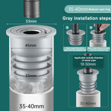 Silicone Drain Pipe Seal Gray 1 Piece