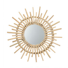 Rattan Round Wall Mirror – Natural Bohemian Design, 49cm