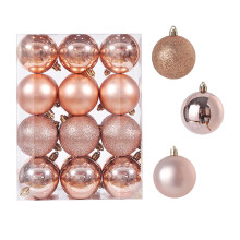 Rose Gold Christmas Ornaments Shatterproof 24pcs