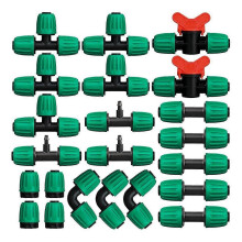 22-delige set druppelirrigatiekoppelingen voor 1/2 inch buizen, compatibel met 1/4 inch slangen, lekvrije koppelingen