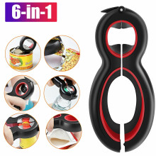 6-in-1 beer bottle opener with can clamp and rotary function