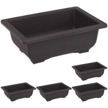 Rectangular Plastic Bonsai Pots for Succulents, Flowers, Plants - 5 Pack, No Trays