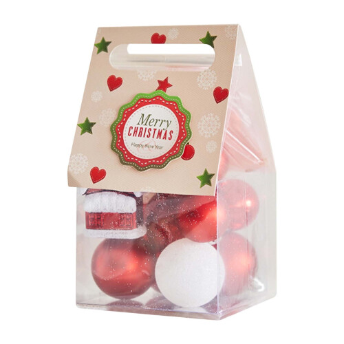 Red Shatterproof Christmas Ornaments Set 13 Pack