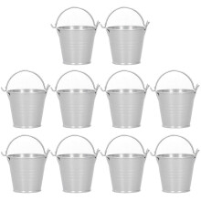 10PCS Mini Metal Flower Pots Small Iron Bucket Planter for Succulents Indoor Outdoor Decor Silver 4x5.5x6cm