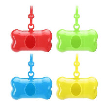 Dispenser per sacchetti per deiezioni canine, a forma di osso, in plastica ABS con fibbia per appenderlo, ideale per le passeggiate con il cane.
