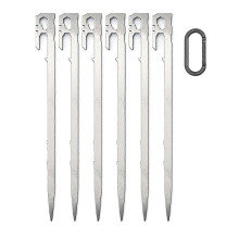 Stainless Steel Tent Pegs 28cm 6-Pack with Bottle Opener, Ground Anchors for Camping Tents & Canopies