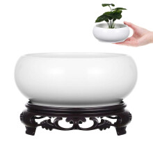 Ceramic Hydroponic Planter Pot with Base, Round Ceramic Flower Pot for Indoor Outdoor Plants