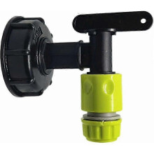 IBC Tank Faucet Adapter, Plastic Drain Valve with 3/4 Inch Thread and Garden Hose Connector for Rainwater Barrels