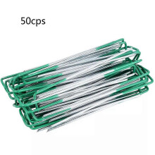 50pcs U-Type Garden Stakes for Landscape Fabric, Turf, Sod & Fencing, 15cm Iron Ground Pins