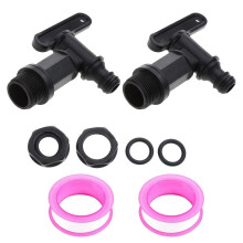 2 Pcs 3/4 Inch Rainwater Butt Outlet Tap with Lock Nut and Seal for Water Storage Barrel