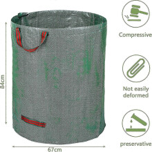 300L Collapsible Garden Bag, Waterproof PP Woven Material for Waste Storage