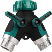 Y Valve Garden Hose Splitter, 2 Way Tap Connector with Adjustable Flow Control, Rubber Grip