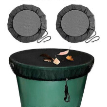 Black Mesh Rain Barrel Cover 80cm with Drawstring, 2-Pack Insect Screen for Water Collection
