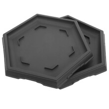 2pcs Hexagonal Plant Saucer Tray, Black Plastic Pot Drip Plate for Indoor Outdoor Use, 25.8x22.2cm