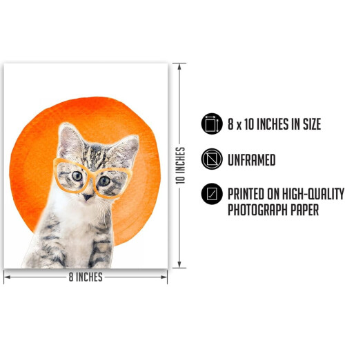 Kunstdruck „Katze mit Brille“, 8x10 Zoll 2