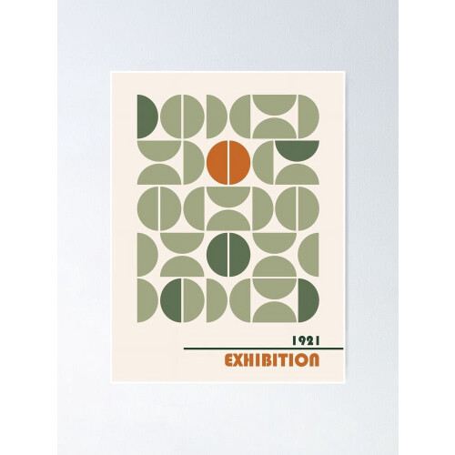 Affiche Bauhaus vert sauge, impression d'art géométrique abstrait 2