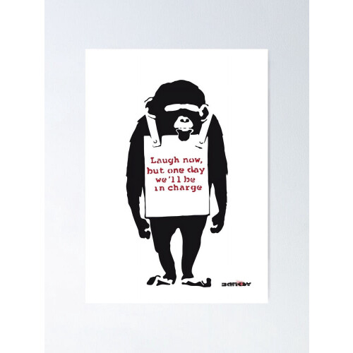 Banksy-stil apa-affisch – Modern oramad vägg 2