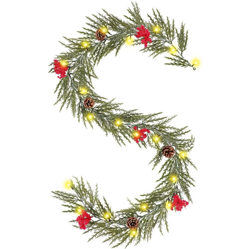 Christmas garland with lights 6 ft battery operated 2