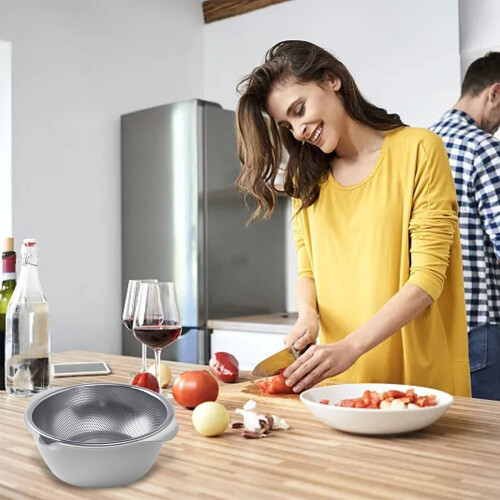 304 Stainless Steel Microporous Colander with Handle & 2