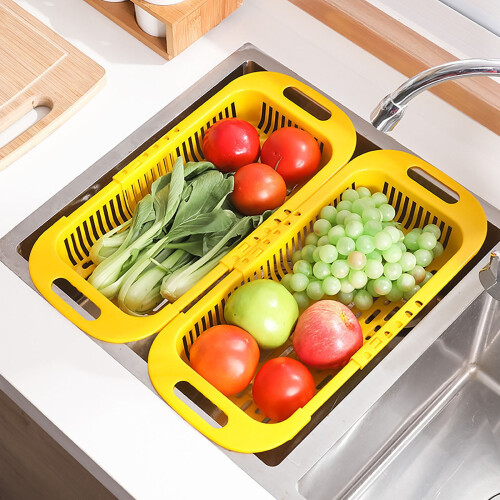 Collapsible Sink Colander Basket, Extendable PP Drainer 1