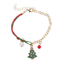 Christmas tree charm bracelet adjustable rope hand chain