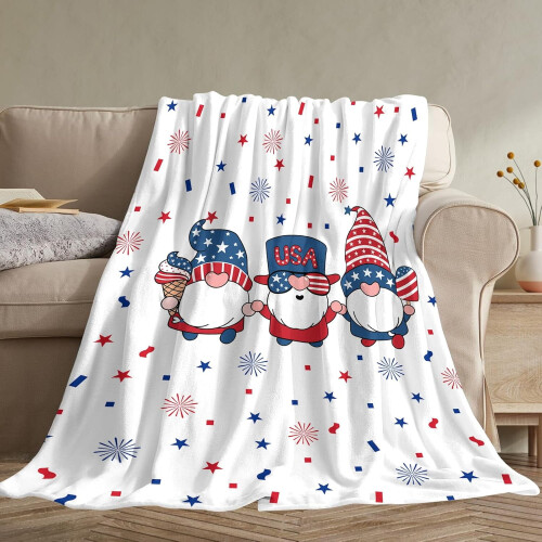 Κουβέρτα Gnome Flannel Throw της 4ης Ιουλίου 1