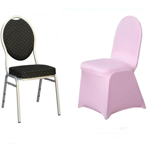Rosa spandex stretchöverdrag för bankettstolar 1